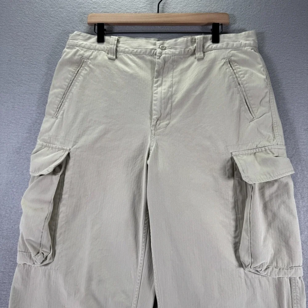 Vintage Gap Cargo Pants Men 36x30 Beige Straight Wide Leg Heavyweight Trendy 90s
