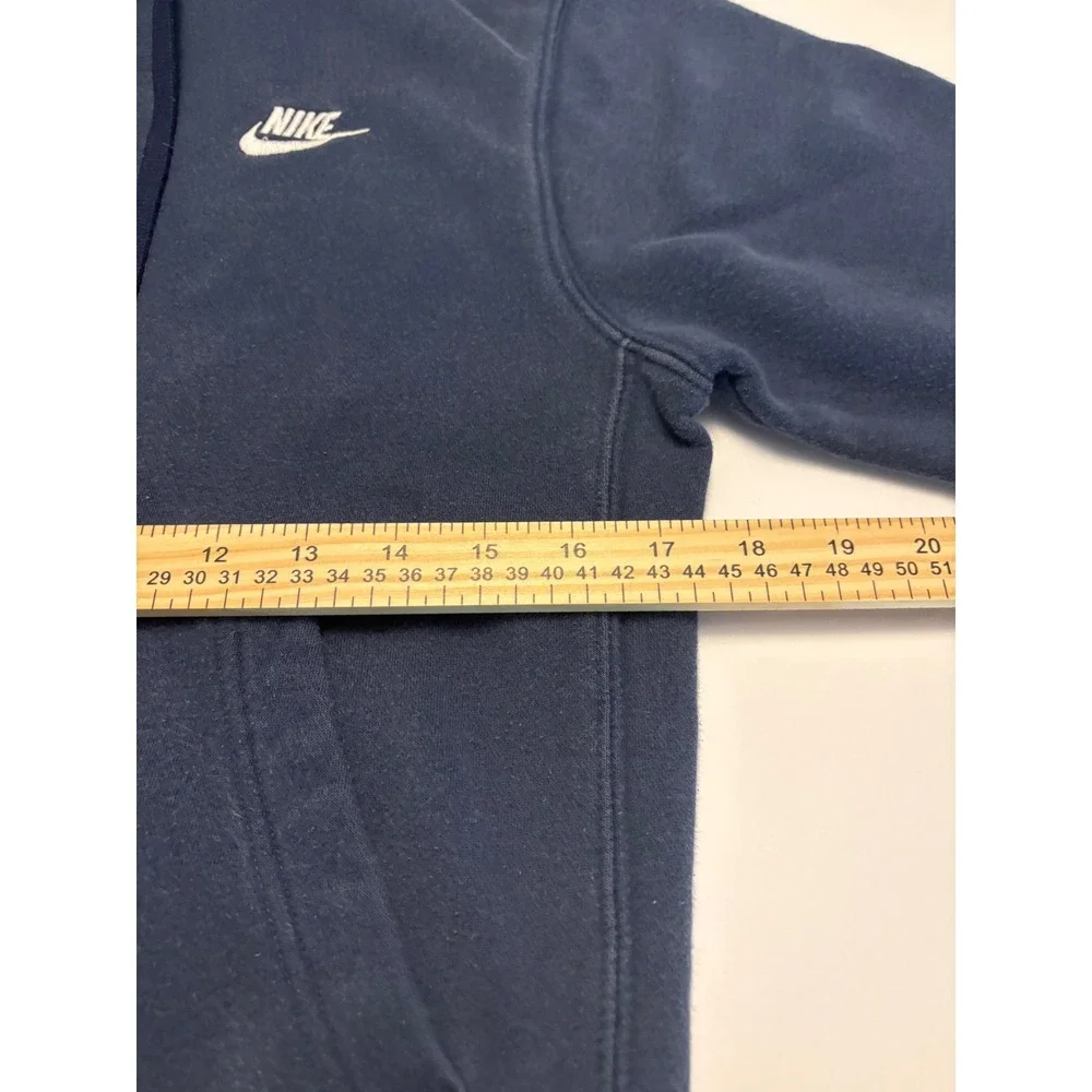 Nike Hoodie Mens XS Navy Blue Fleece Embroidered Swoosh Pullover 0195