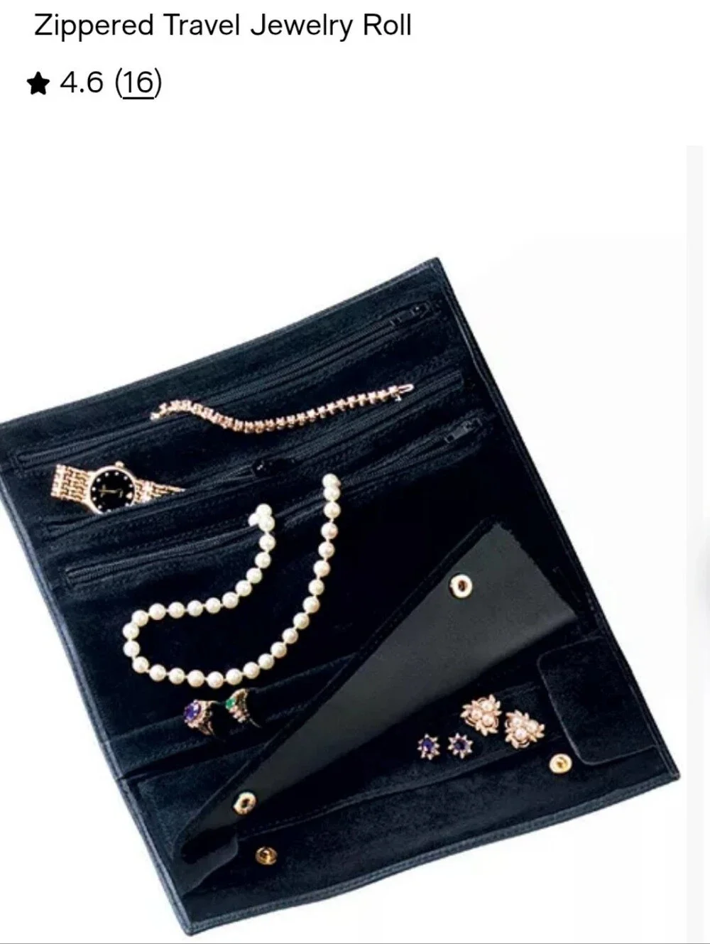 Black Leather Jewerlry Roll with Gold Buckle Fort Worth Inscripted