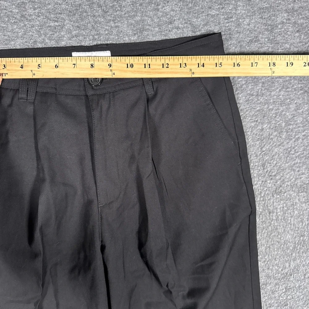 I Love Ugly Winston Pants Mens Small Black Pleated Wool Blend Stretch Trousers