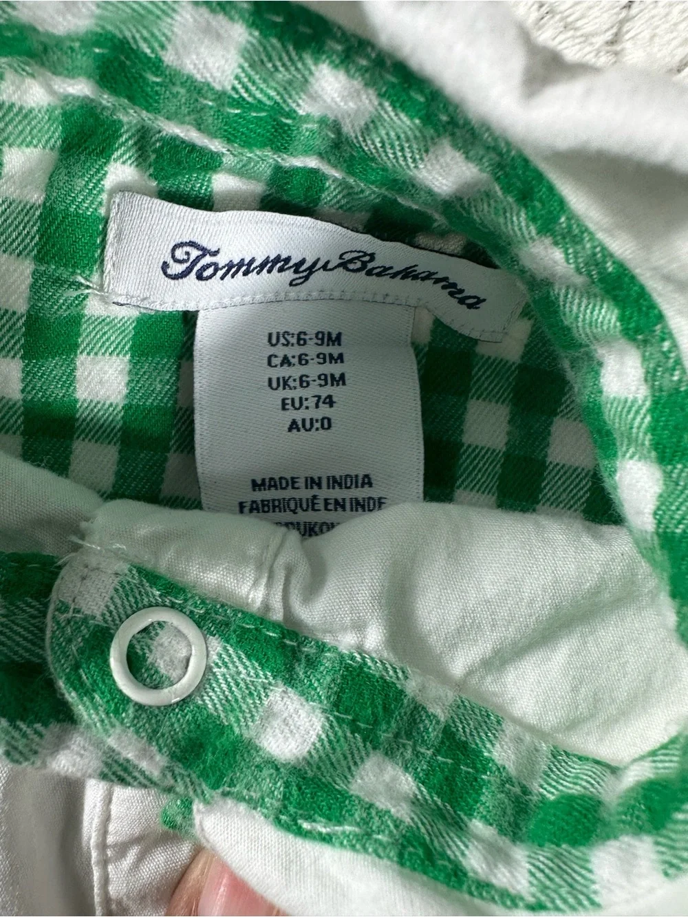 Tommy Bahama 6-9 Months Bodysuit With Plaid Now Tie Baby