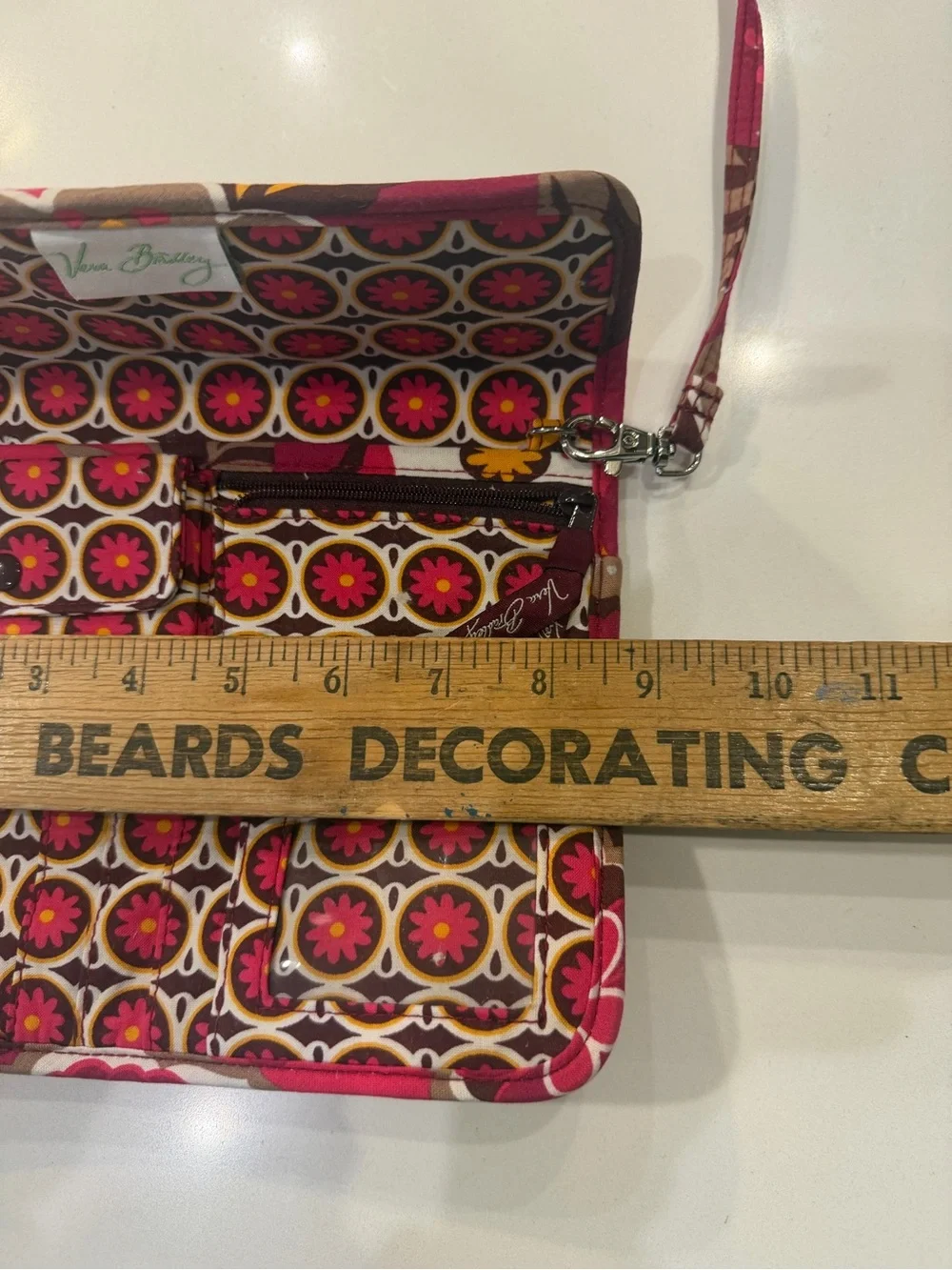 Vera Bradley Pink Maroon Floral Quilted Crossbody Wallet