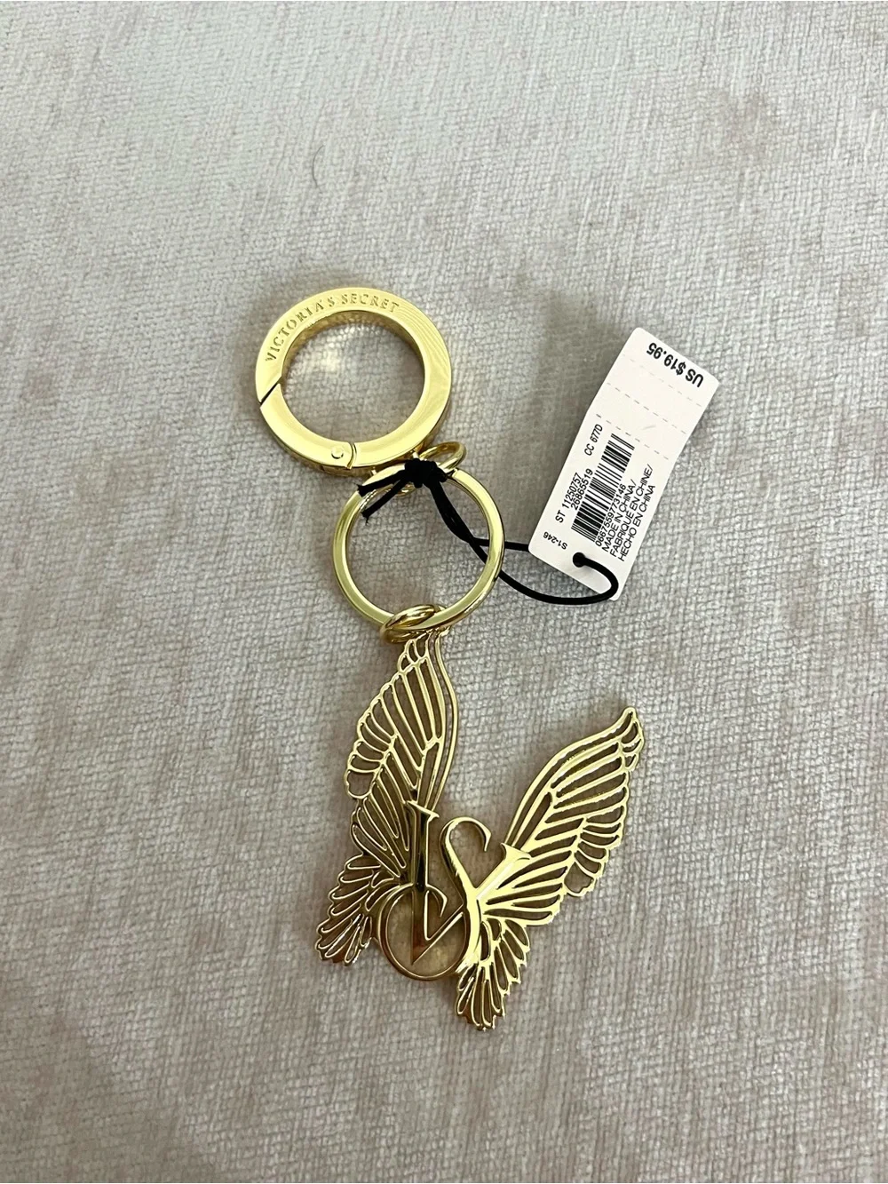 Victoria's Secret Gold Winged V Logo Keyring