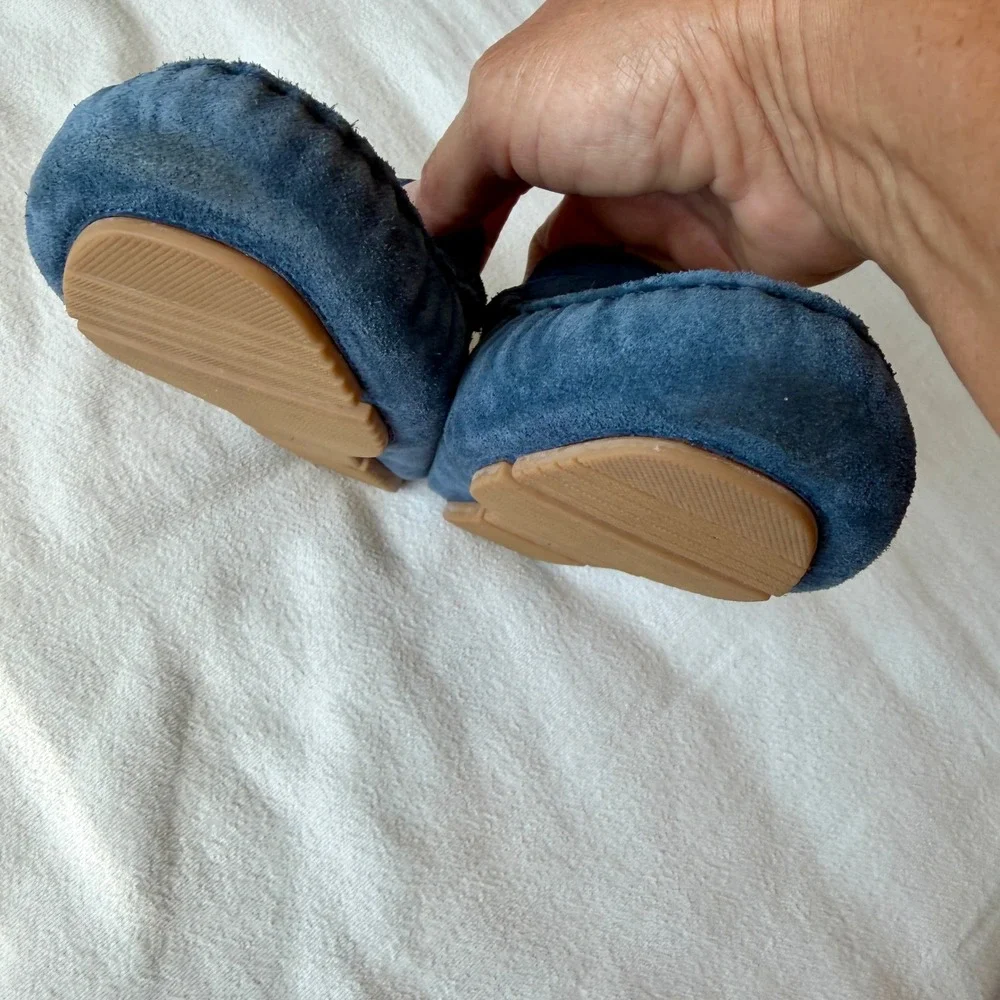 Flag Ltd. Navy Blue Suede Penny Loafers Driving Mocs 8.5M Made in Brazil