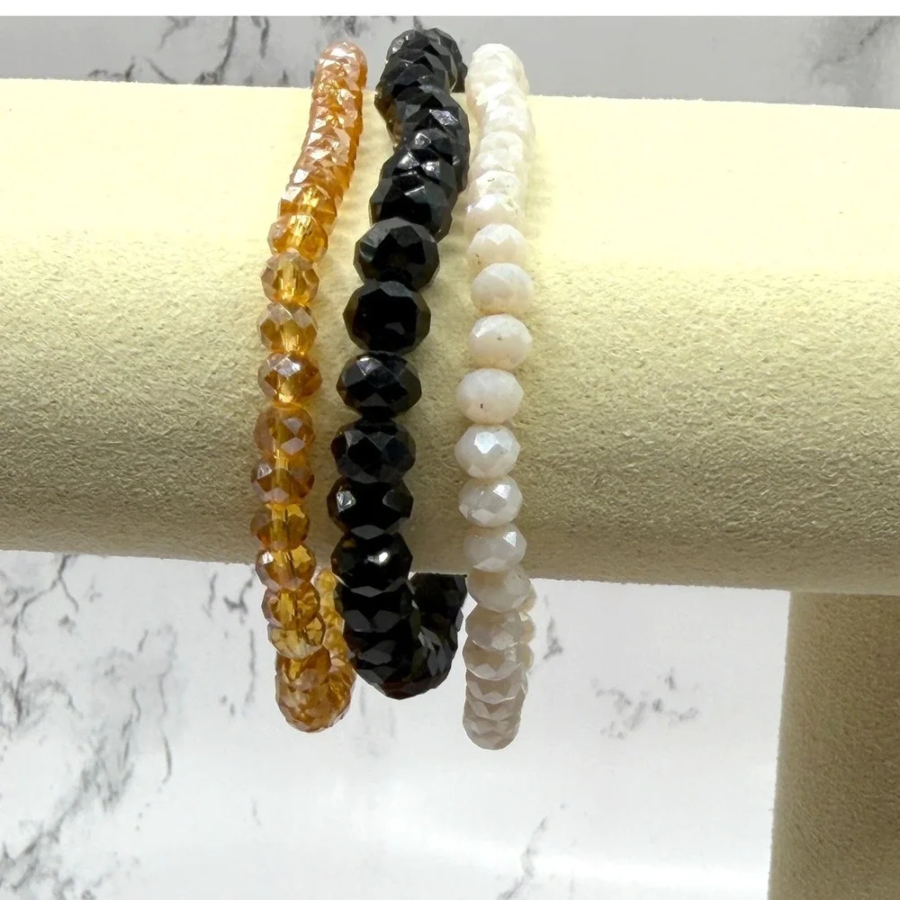 Set of 3‎ Faceted Glass Stretch Bracelets 7