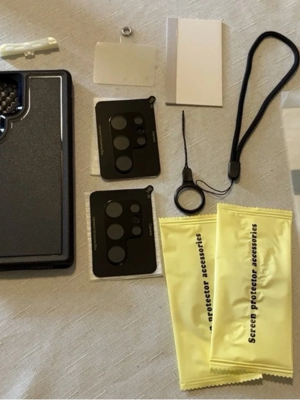 Black Protective Phone Case with Camera Lens Protector Kit