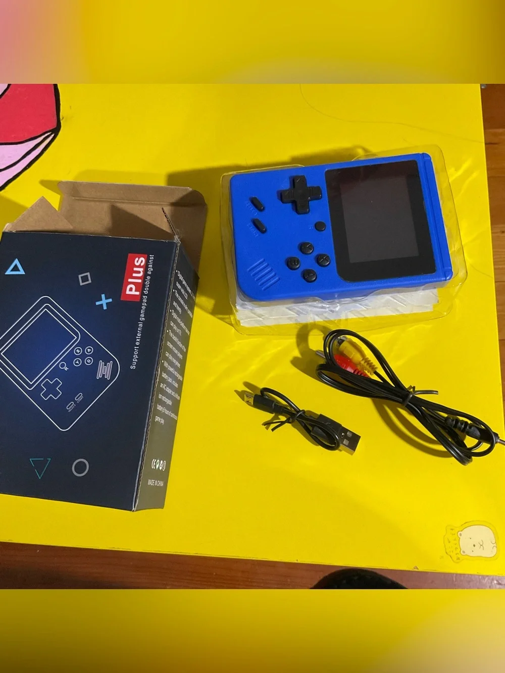 NWT Game Box Plus, retro handheld game console, blue, portable 8-bit system