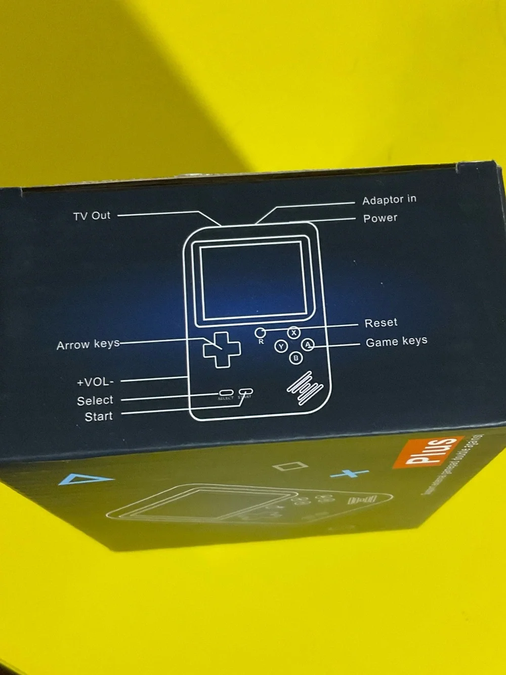 NWT Game Box Plus, retro handheld game console, blue, portable 8-bit system