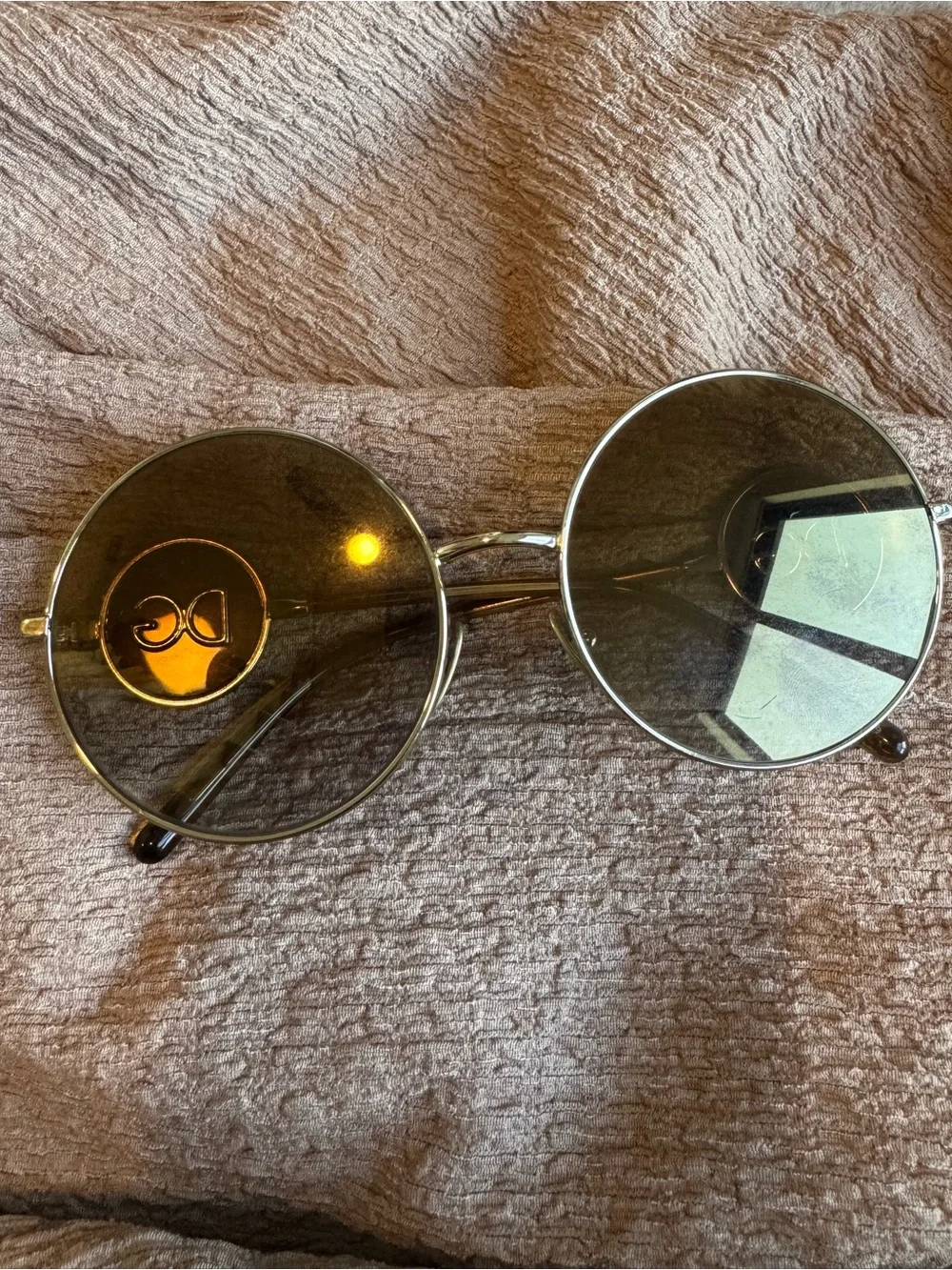 Dolce & Gabbana Round Metal Sunglasses with Green-Tinted Lenses