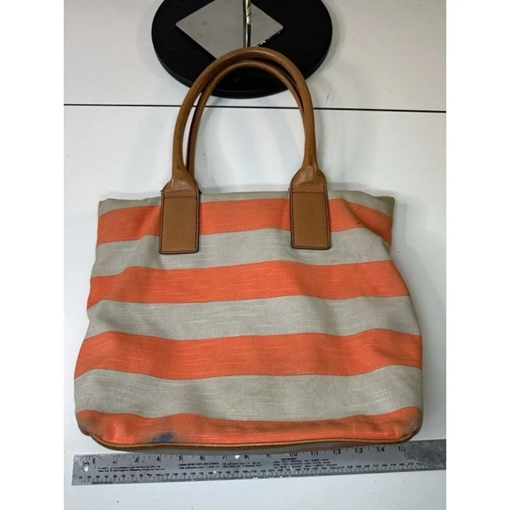 Kate Spade New York Bon Shopper Jubilee Stripe Coral/Natural Stripe Purse