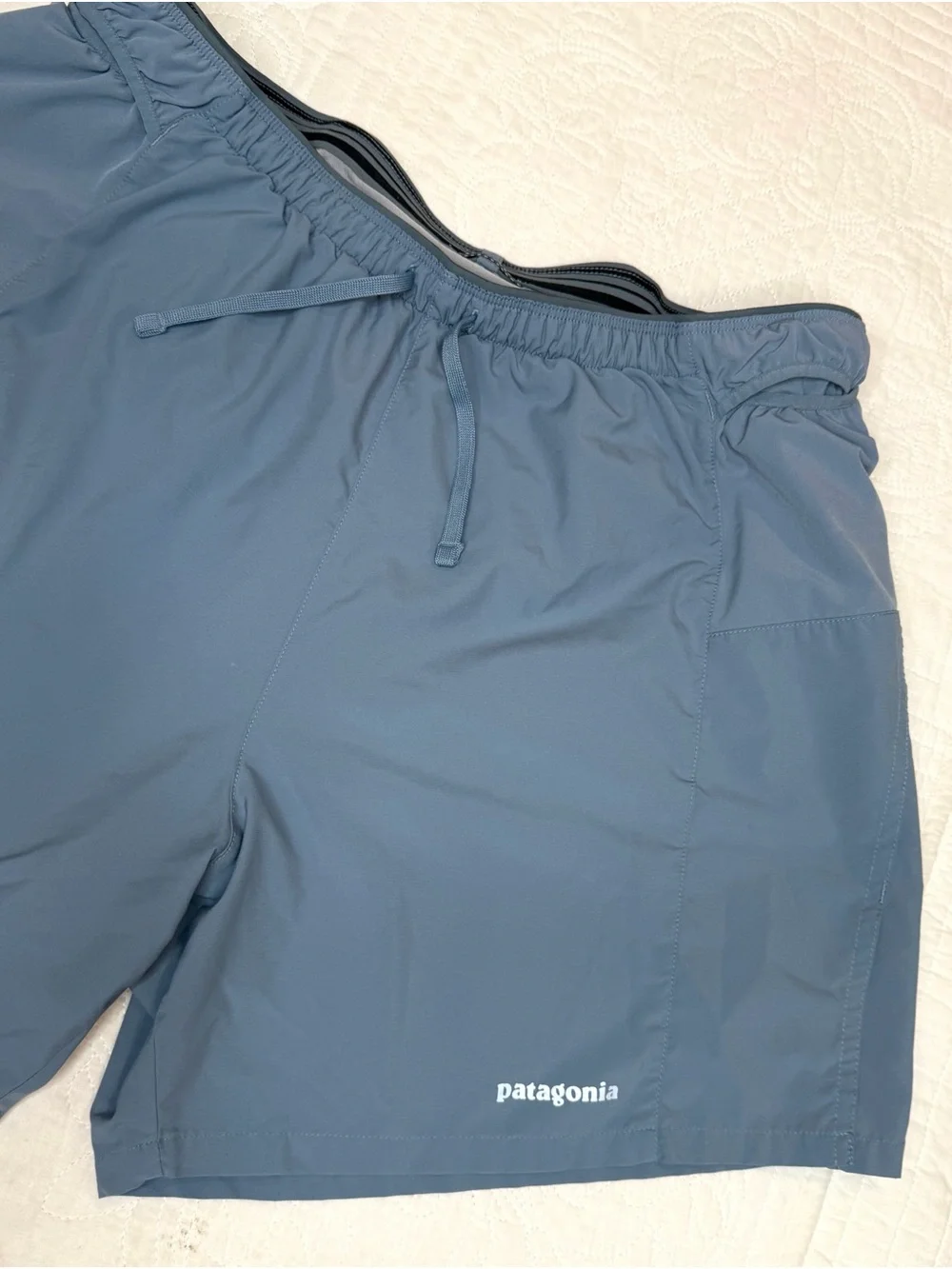 Patagonia Strider Pro Running Shorts Mens Large Blue  5 Inch Inseam Liner