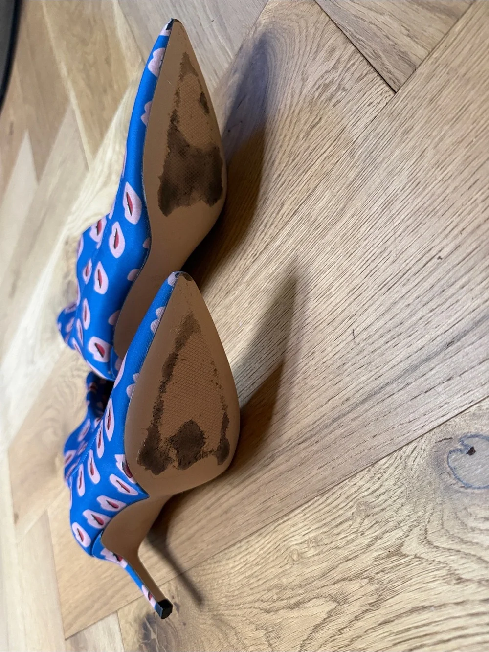 Zara Blue Lip-Print Stretch Neoprene Sock Booties