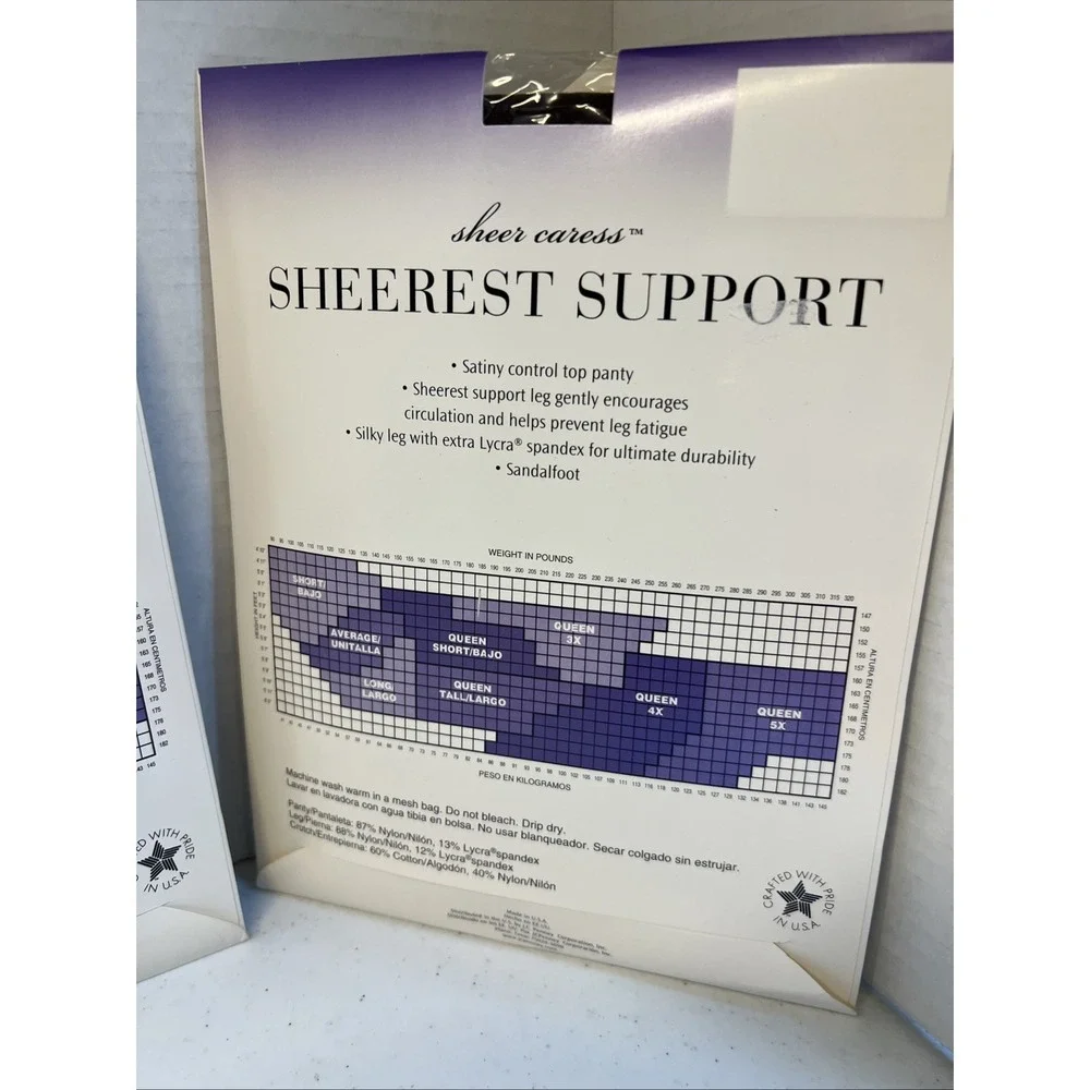 Sheer Caress Sheerest Support Pantyhose Bone White Mahogany Control Top Average