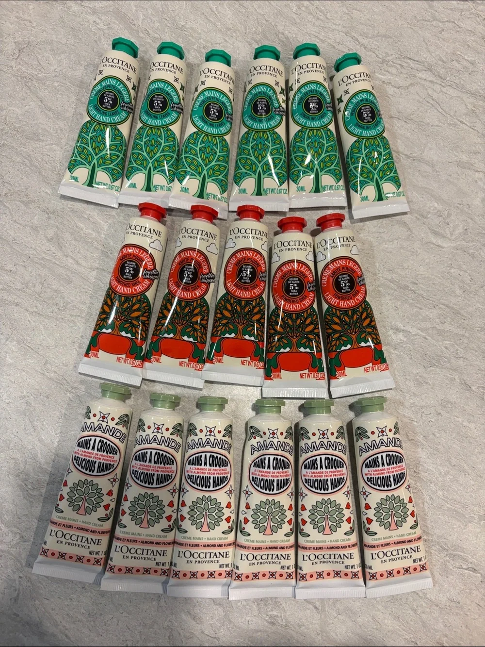 L'OCCITANE Assorted Hand Creams — Green, Red, Cream