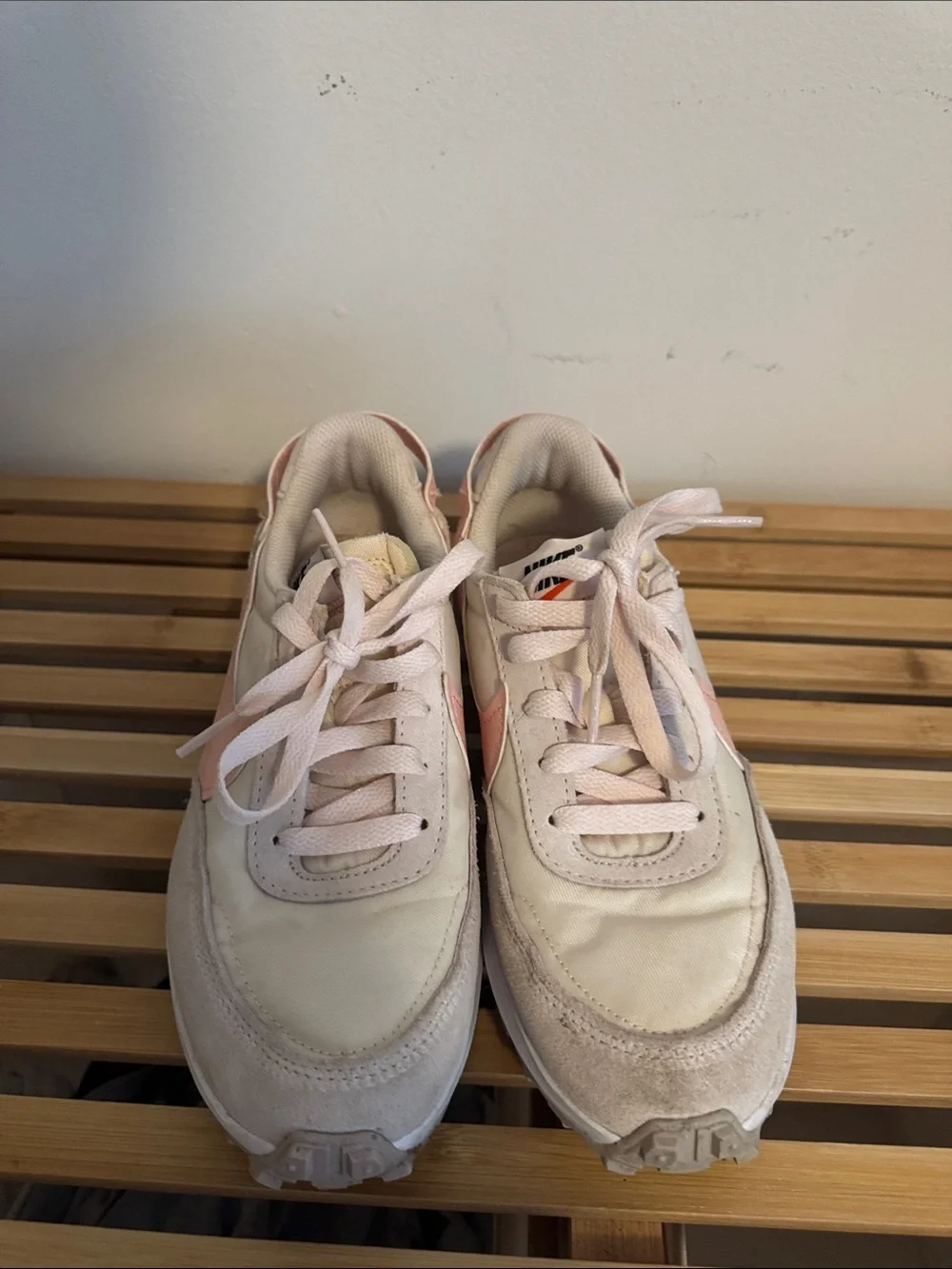 Nike Women's Cream and Pink Low-Top Sneakers