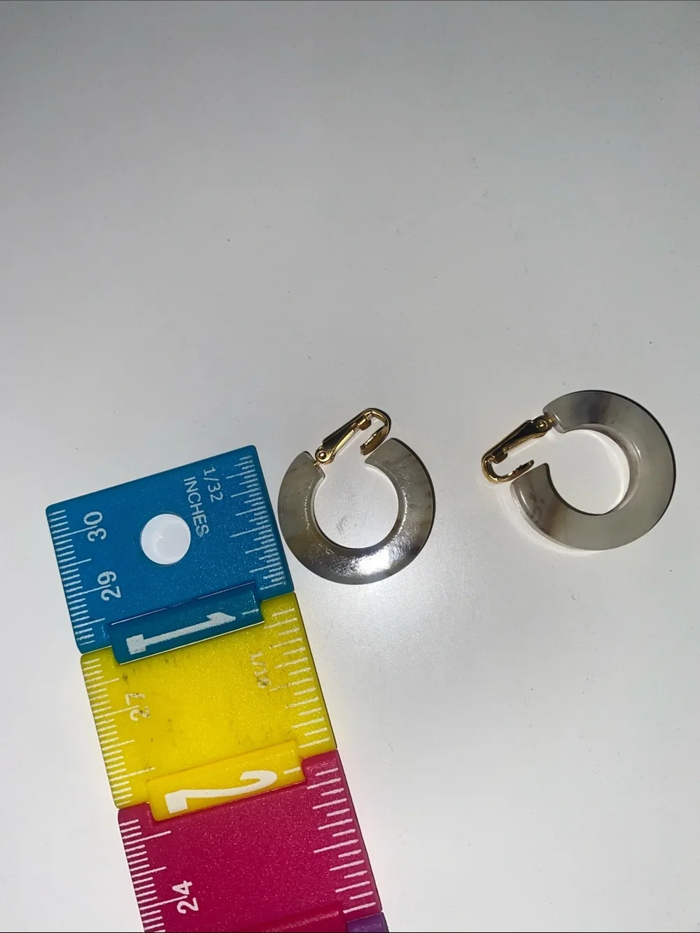 Gold-Accent Marble Stone Style Hoop Clip On Earrings