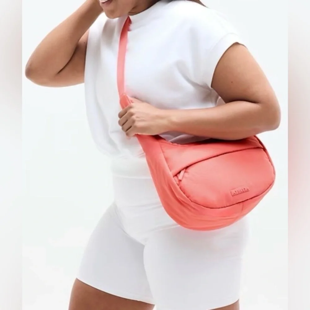 NWT ATHLETA All About Small Crossbody Hobo Bag- Coral/ One Size