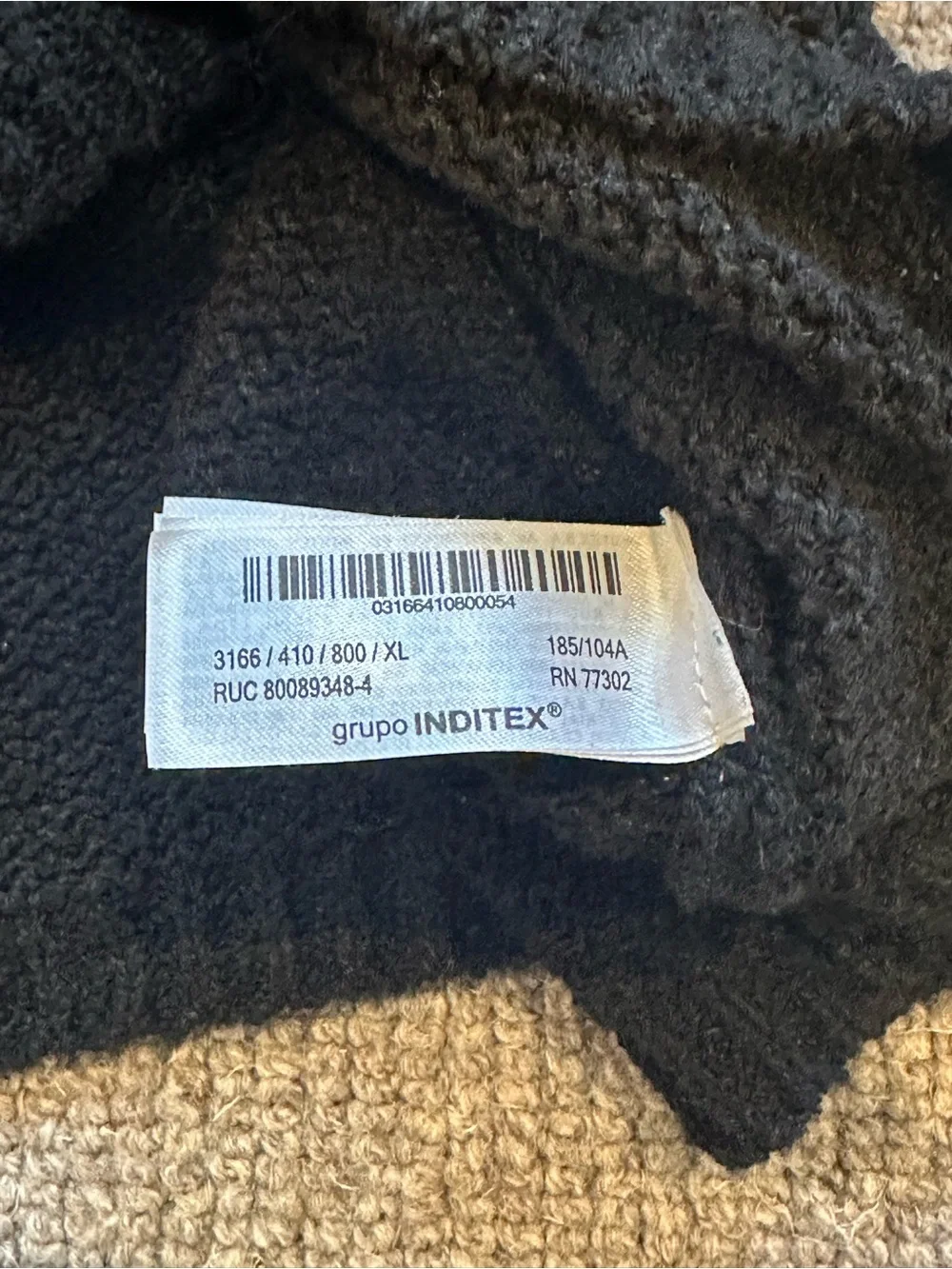 Zara Men’s Textured Knit Crewneck Sweater Black XL