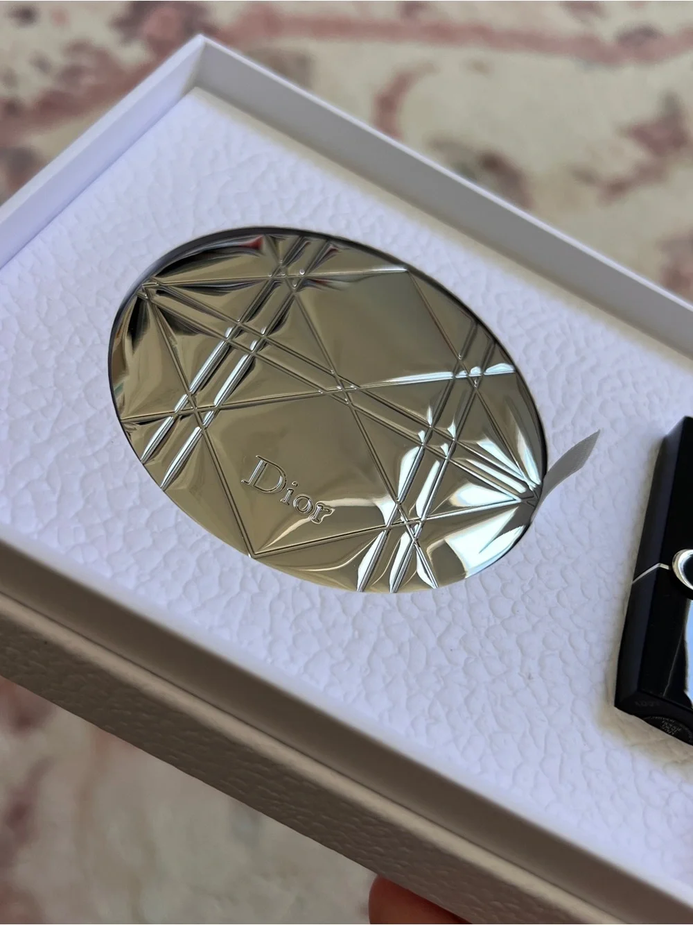 BRAND NEW Dior Silver Compact Mirror and Mini Lipstick Set