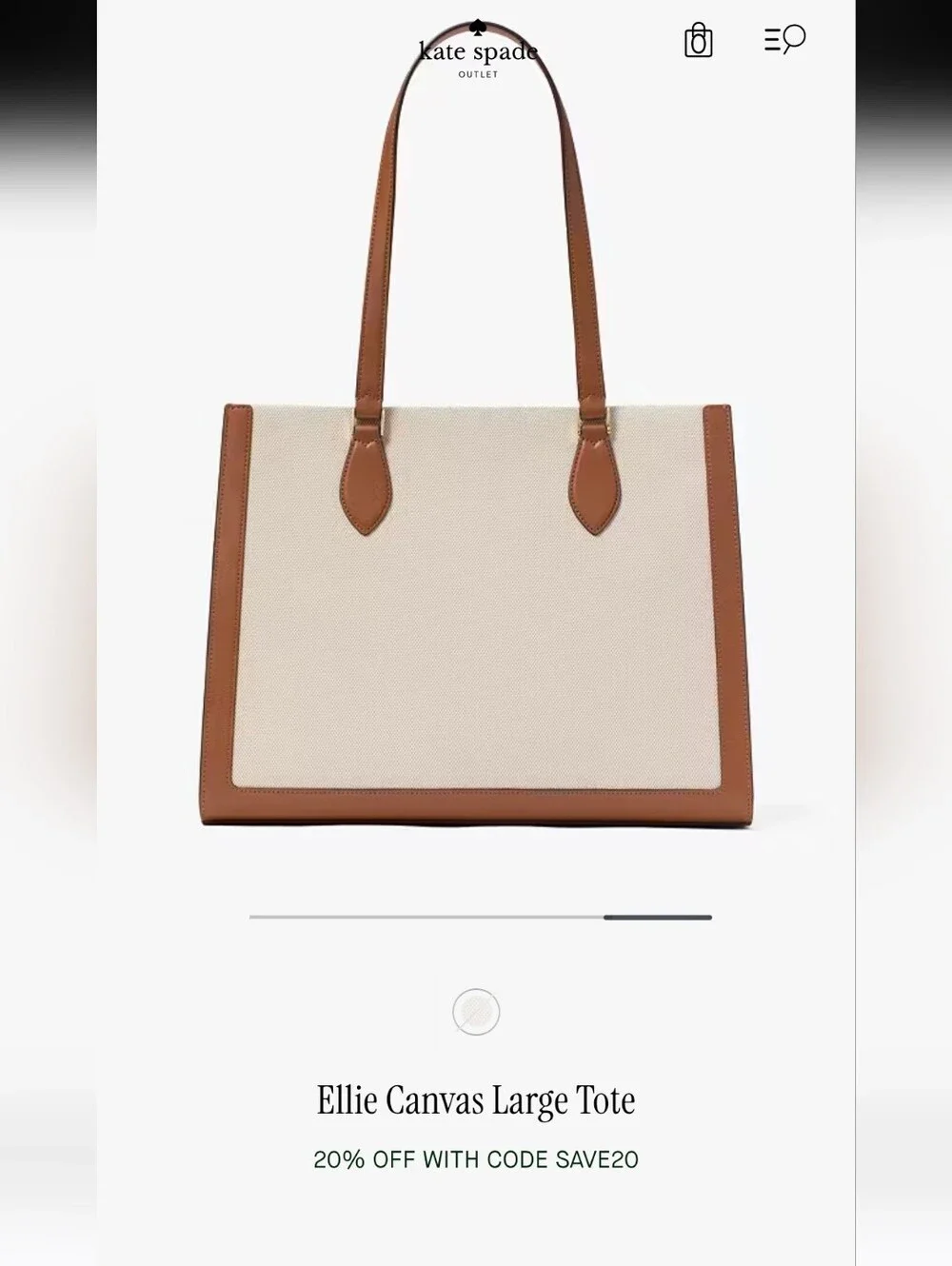 kate spade Canvas Tote in Cream and Tan with Logo