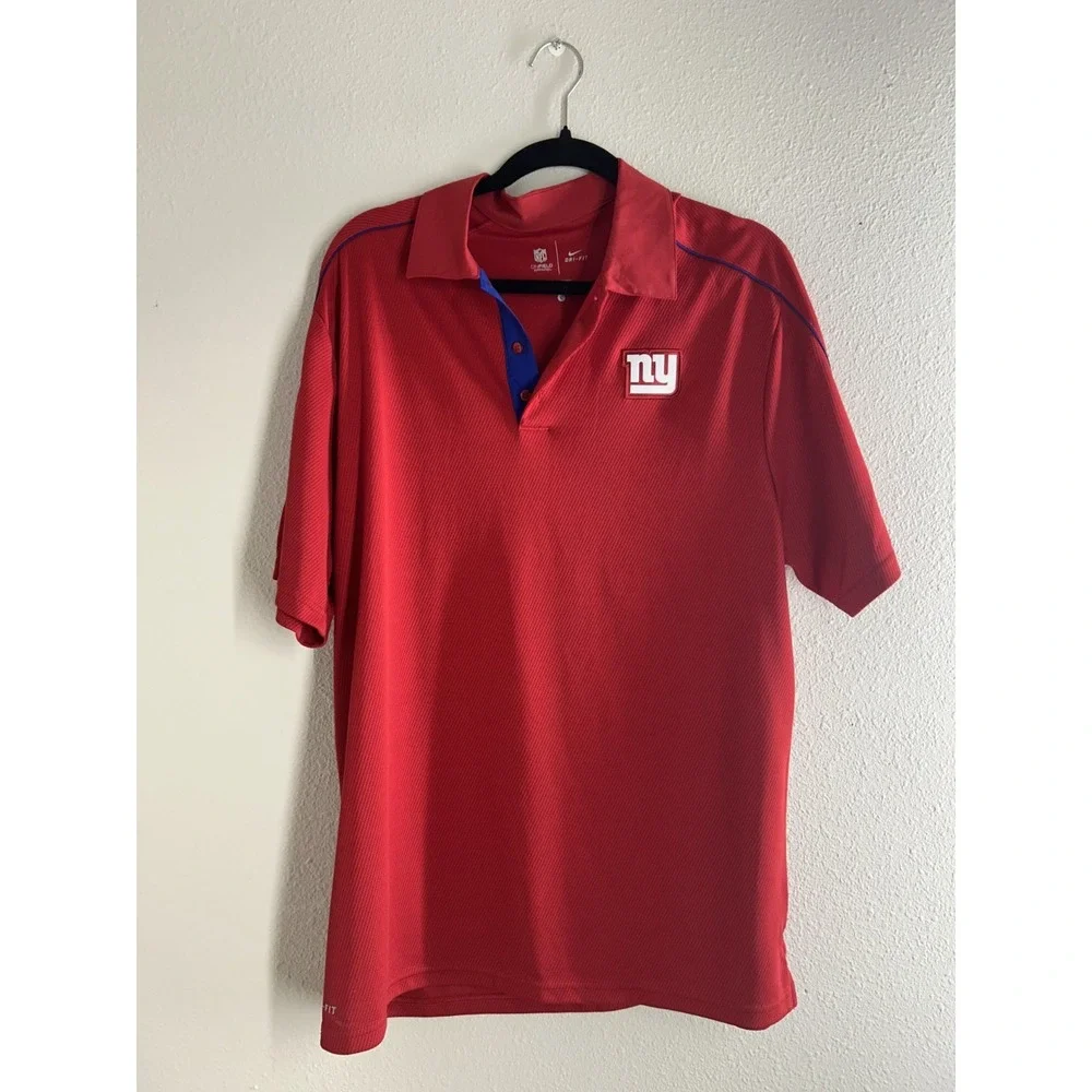 New York Giants Nike Golf Polo Shirt Mens On-Field Red Stay Cool Dri Fit LARGE