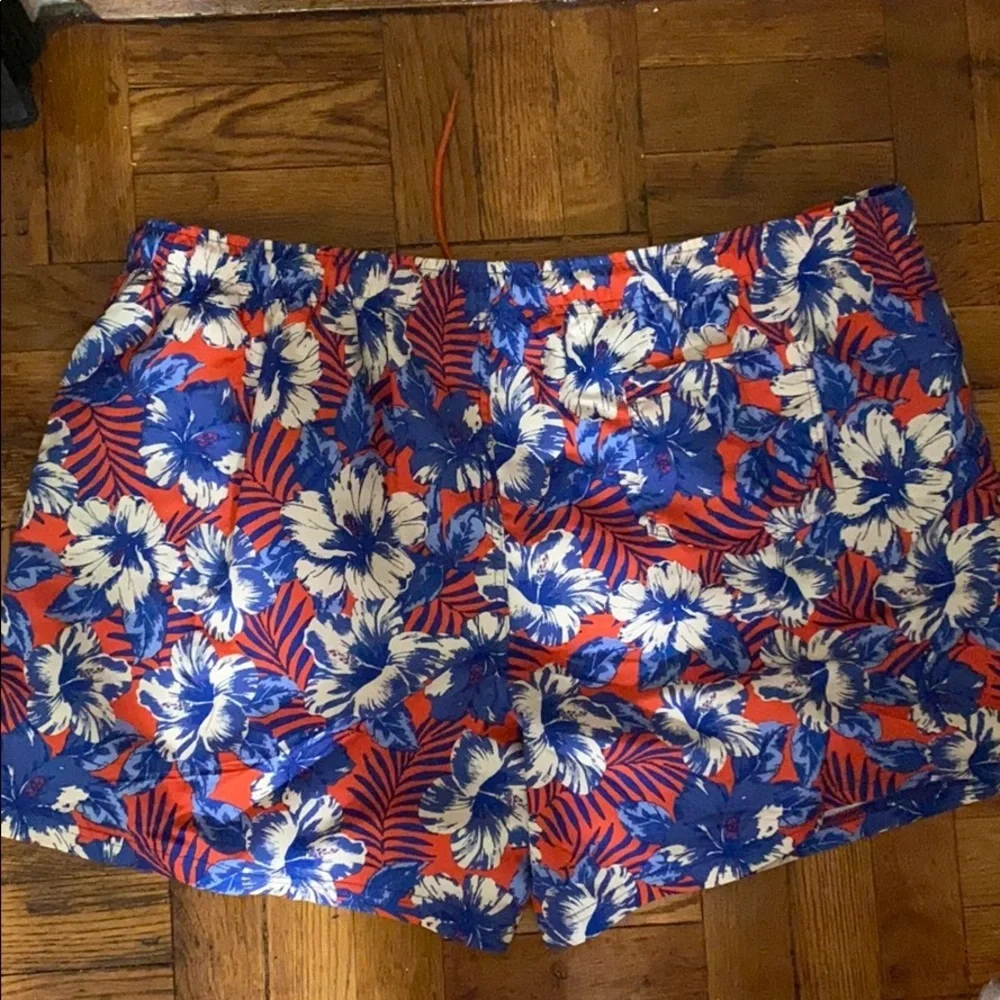 NWT mountain expedition orange floral swim shorts