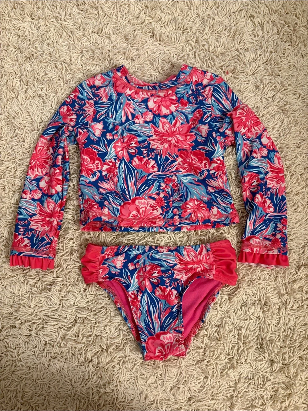 Tommy Bahama Girls Floral Long-Sleeve Rashguard Set swimsuit