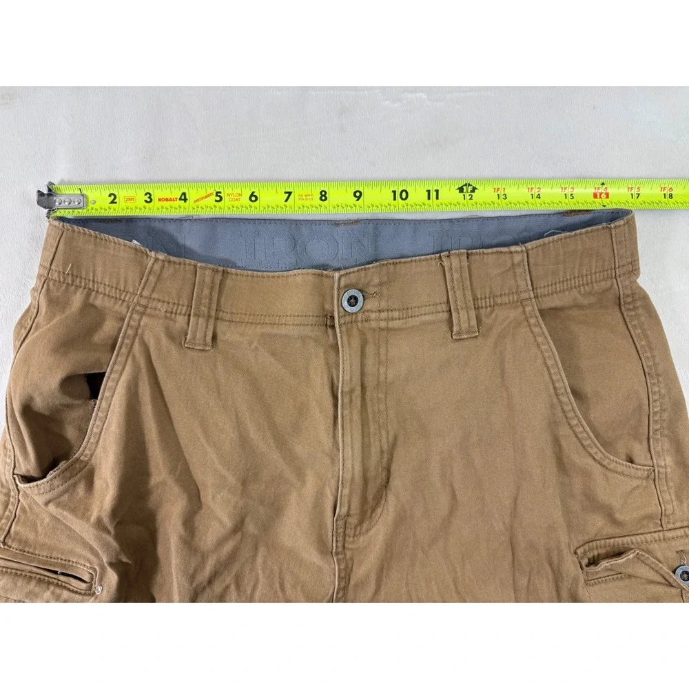 Iron Co Cargo Shorts Men's 34 Tan Stretch Twill Utility Workwear