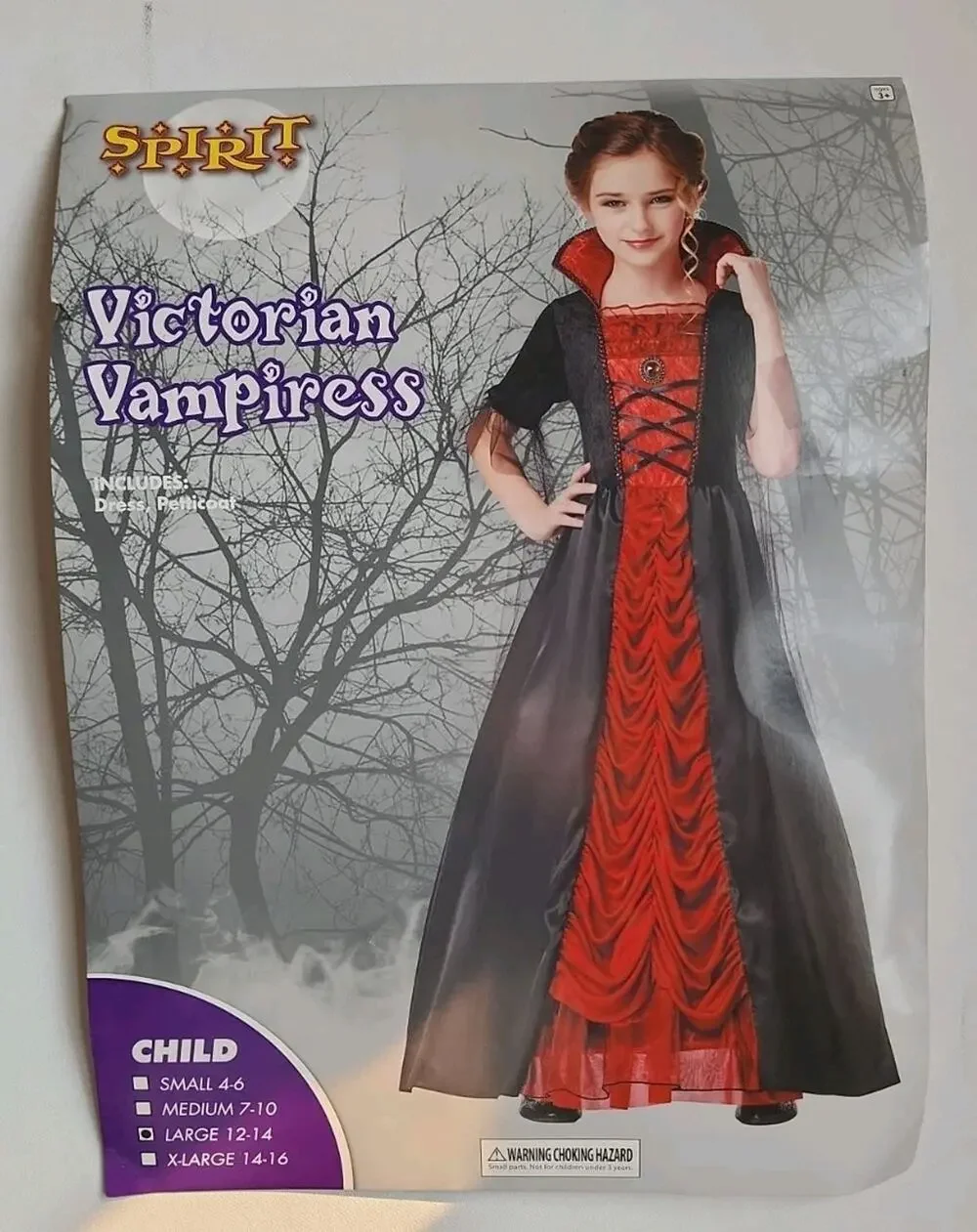 Spirit Halloween Costume Dress Victorian Vampiress Queen Girl's Large 12/14