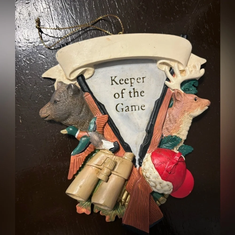 Keeper of the game hunting ornament. Deer bear duck for the hunter in your life