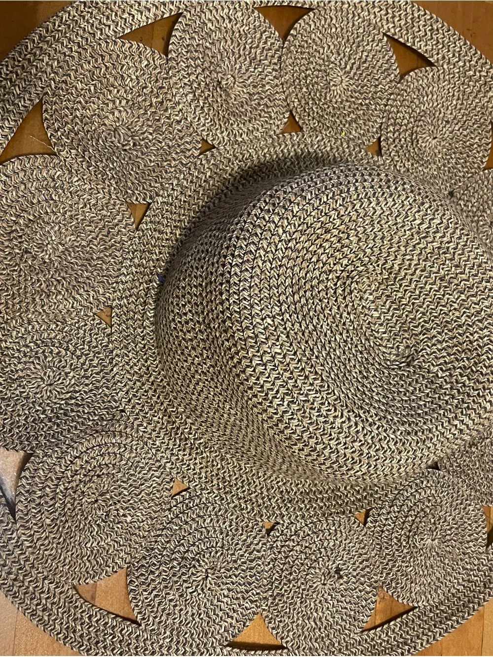 Women’s Wide-Brim Straw Sun Hat in Tan - Elegant Cutout Beach Hat