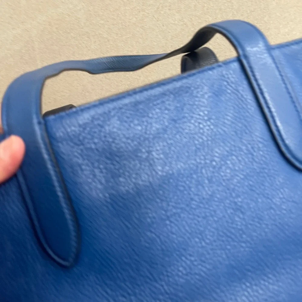 Coach Cobalt Blue Pebbled Leather Tote Bag Large Shoulder Bag  no hang tag