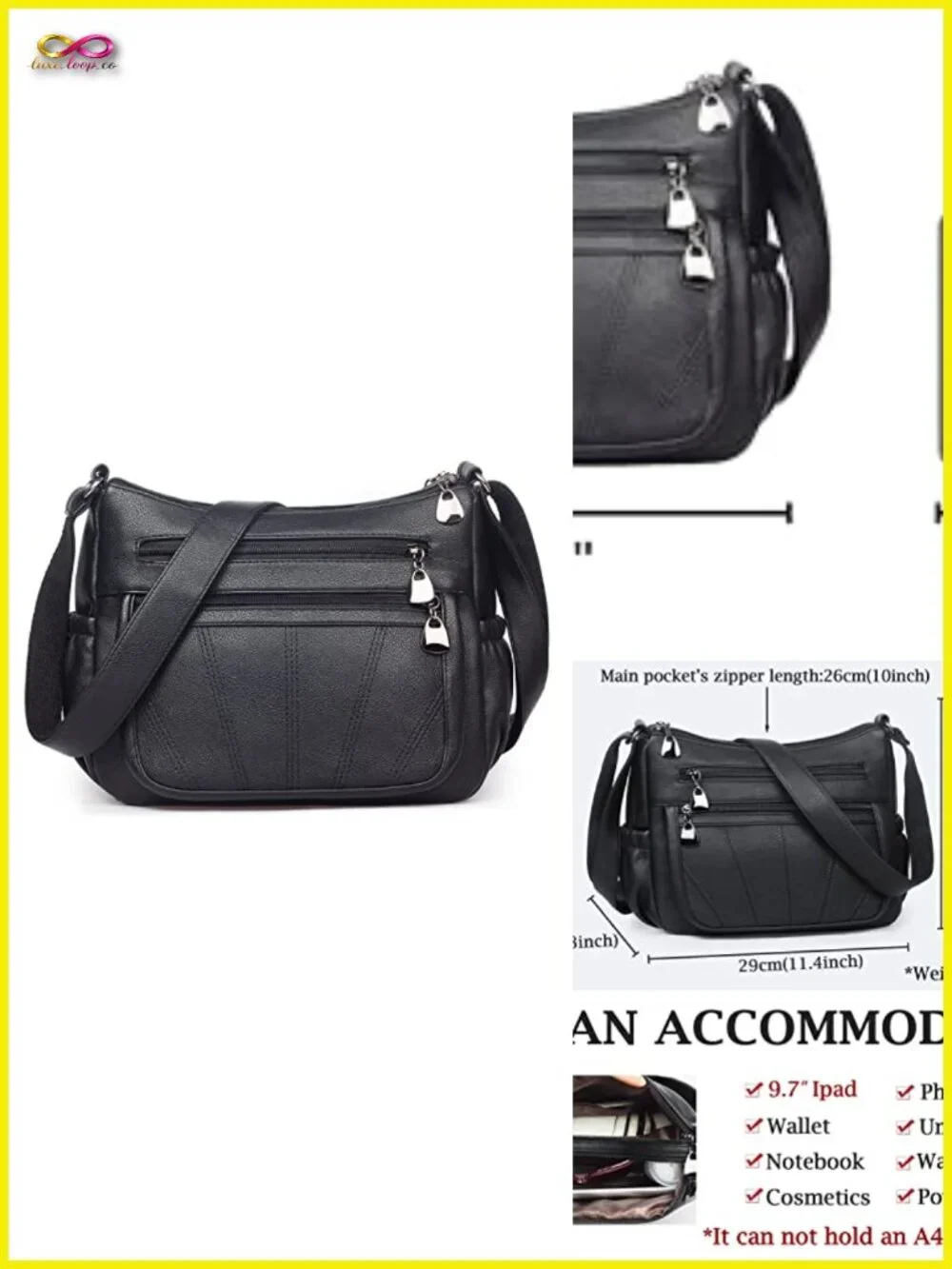 Soft PU Leather Crossbody Satchel Top Handle Handbag Tote Purse