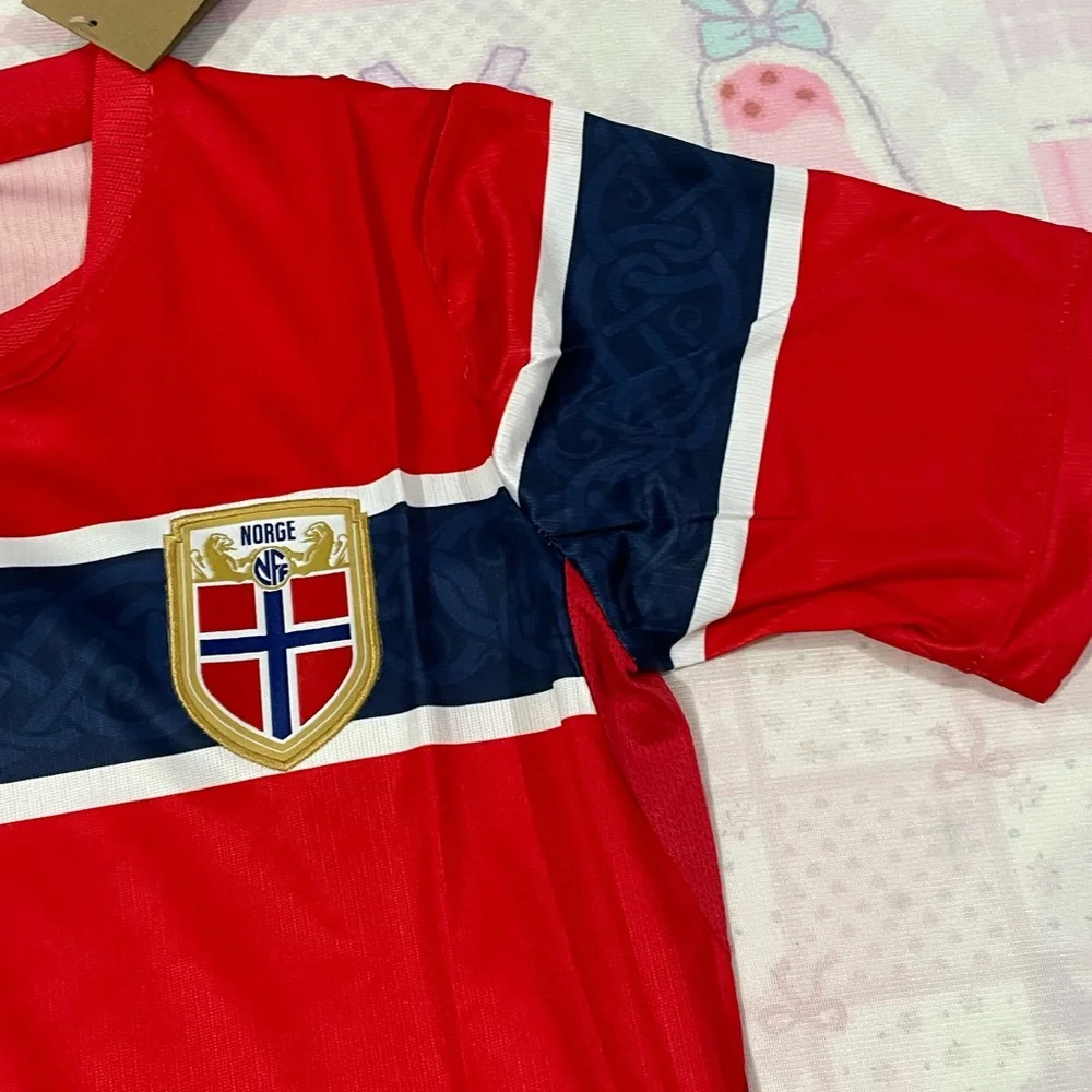 Nike Red Norwegian Soccer Jersey with Navy Cross
