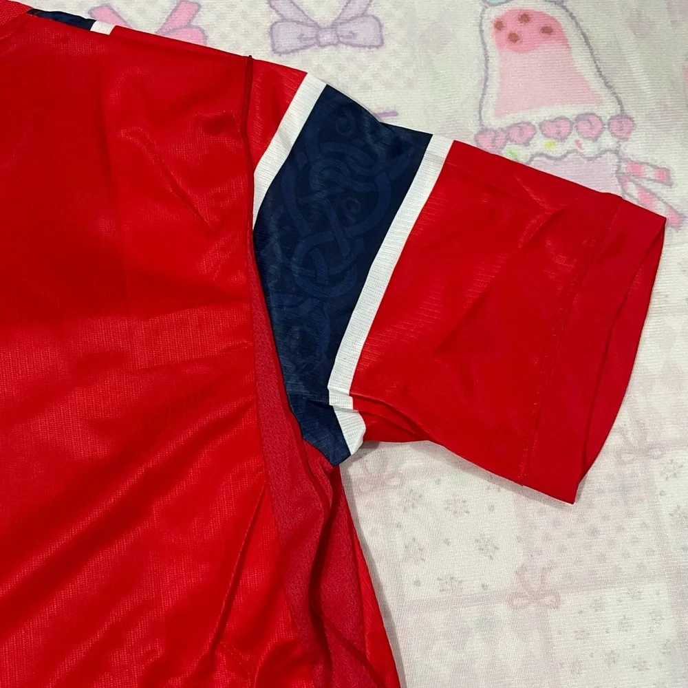 Nike Red Norwegian Soccer Jersey with Navy Cross