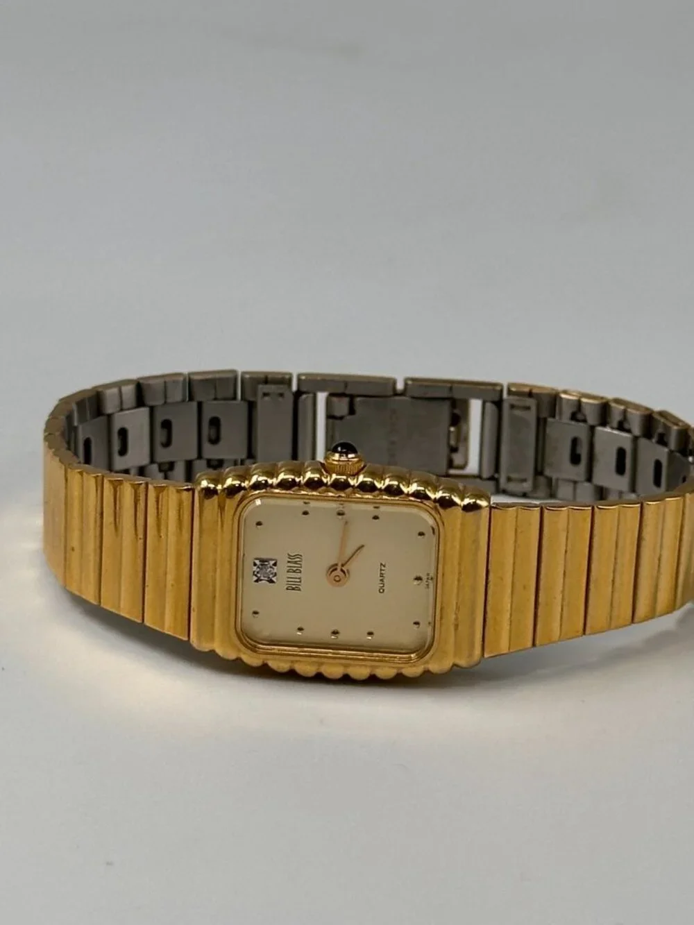 Vintage Bill Blass Watch Women Gold Tone Square Dial 18MM New Battery 6.5