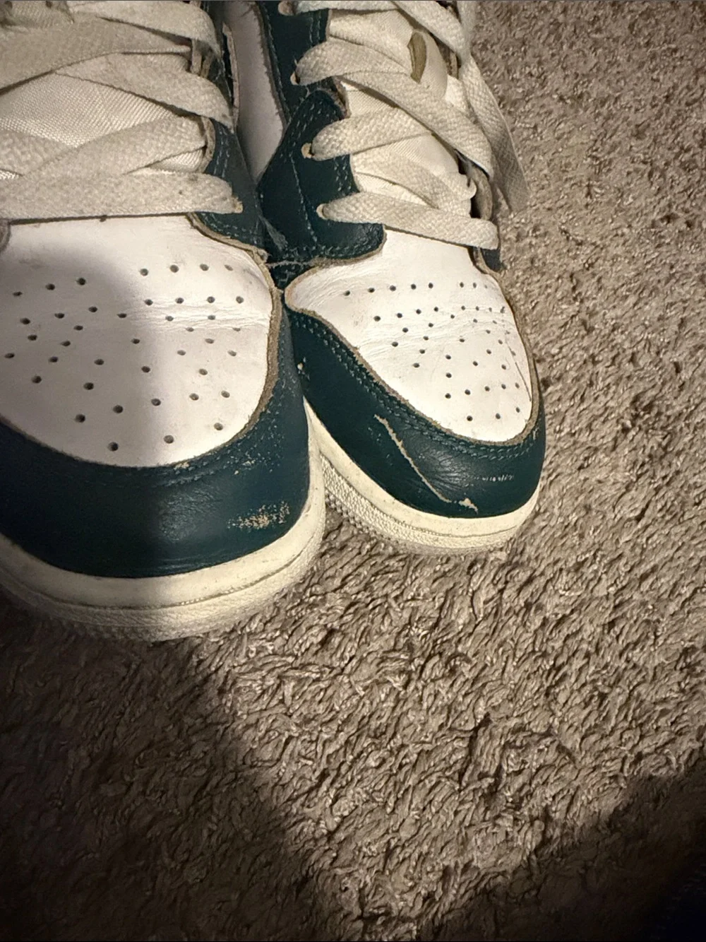 Jordan Kids Sneakers in White and Dark Green