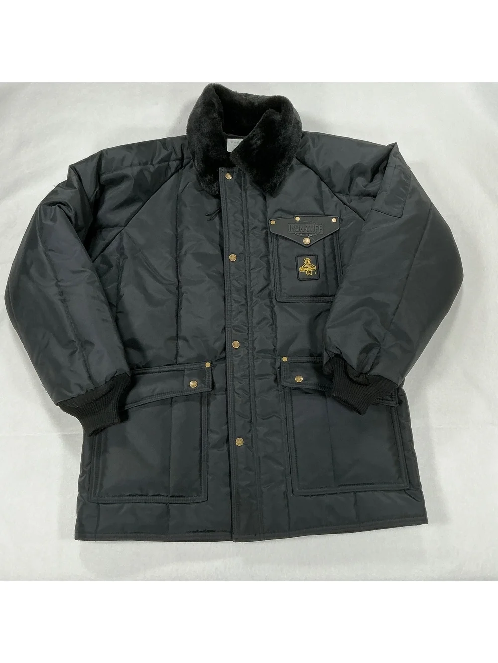 RefrigiWear Iron-Tuff Insulated Work Jacket XL Black Faux Fur Collar Coat