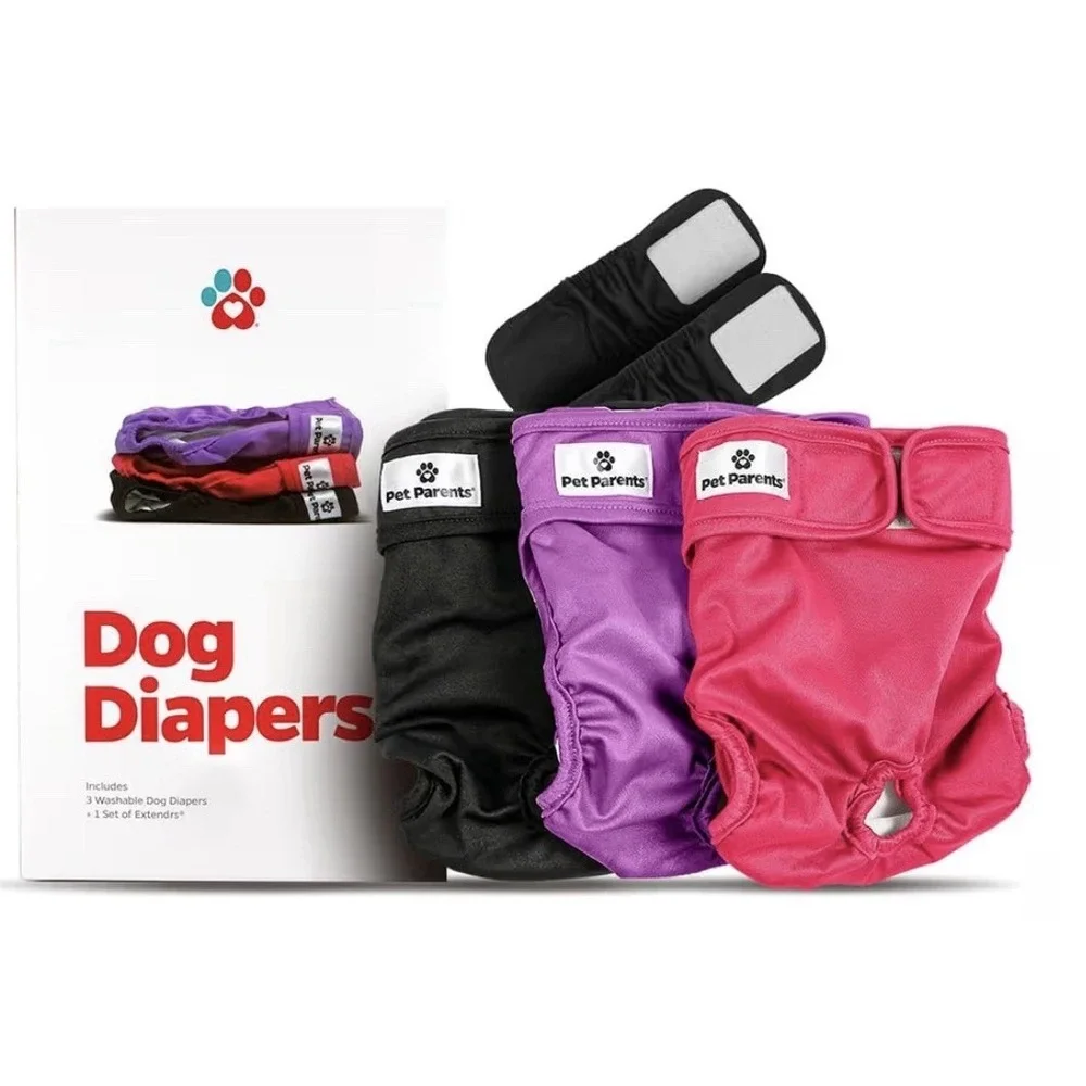 Pet‎ Parents® Washable Dog Diapers (3pack) + Extendrs® of Doggie Diapers Small