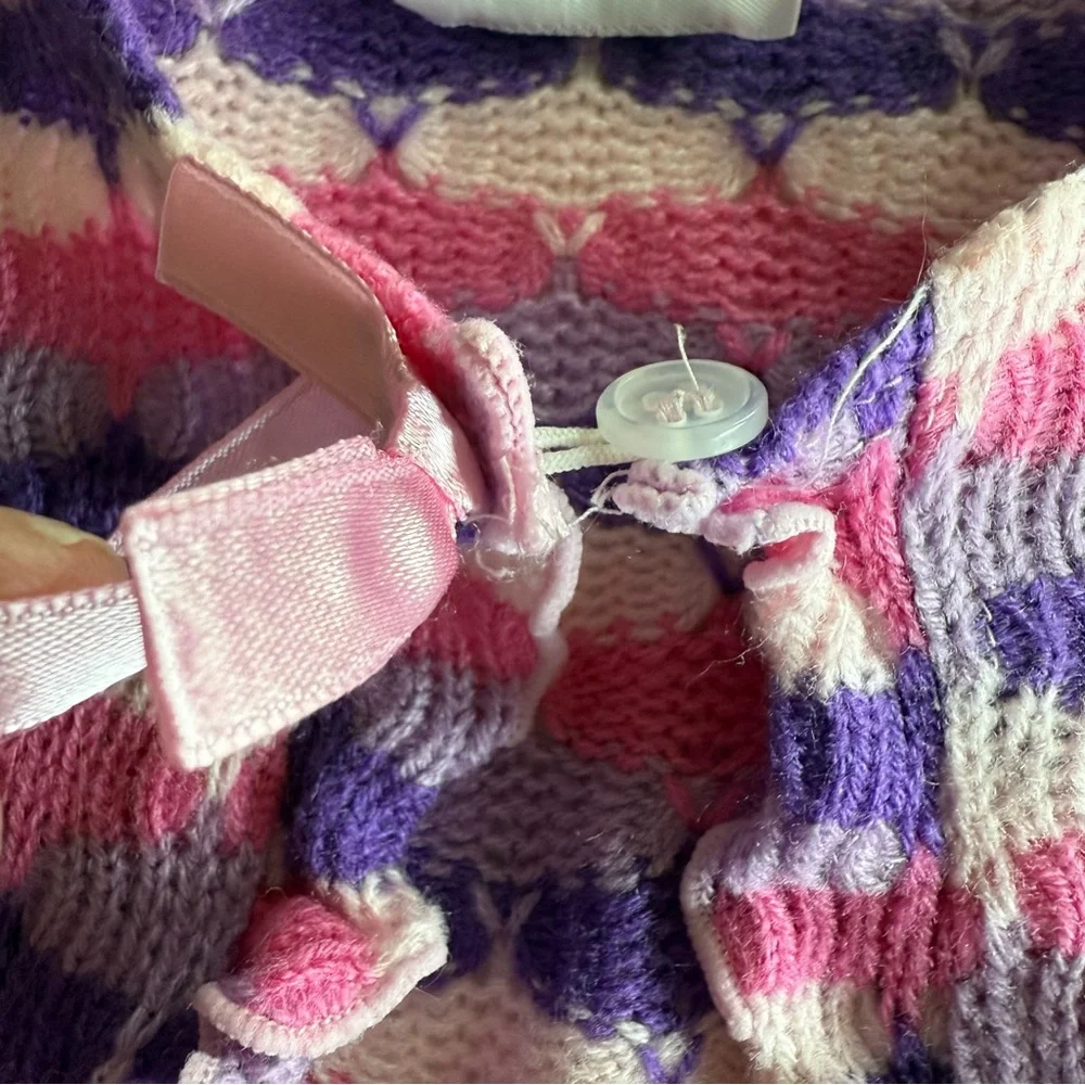 Little Lass Pink & Purple 3 Pc Kids Matching Jeans Set Cami Cardigan Size 24 Mo