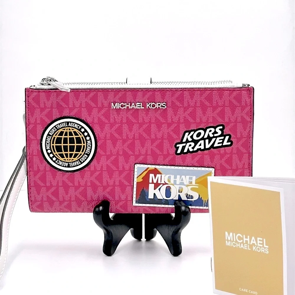Michael Kors Jet Set Travel Large Embellished Signature Logo Wristlet Dragonfrui