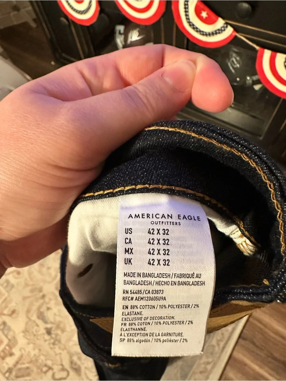 American Eagle Outfitters Men's Dark Indigo Straight Jeans