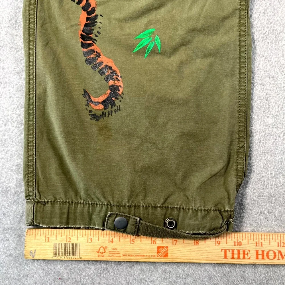 Vintage Polo Ralph Lauren Mens Cargo Pants Hand Painted Tiger Japanese Kanji