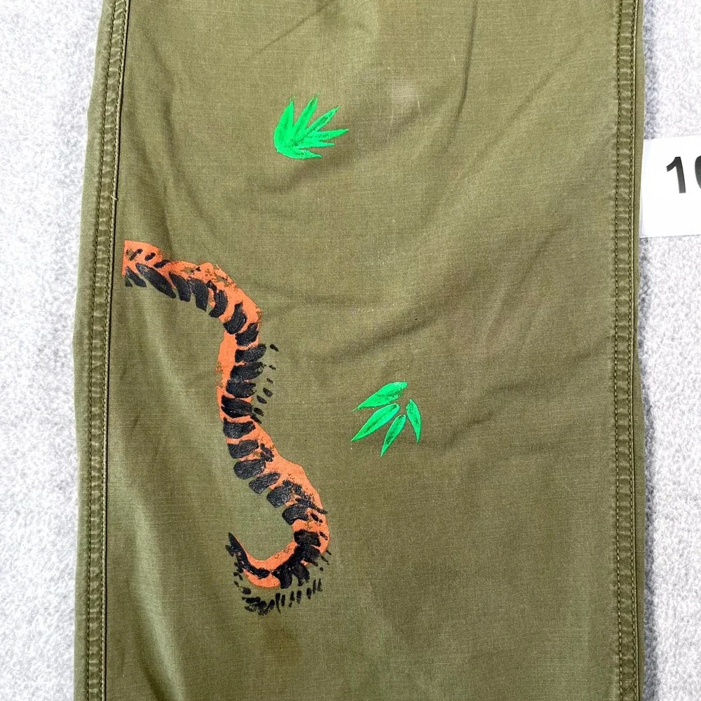 Vintage Polo Ralph Lauren Mens Cargo Pants Hand Painted Tiger Japanese Kanji