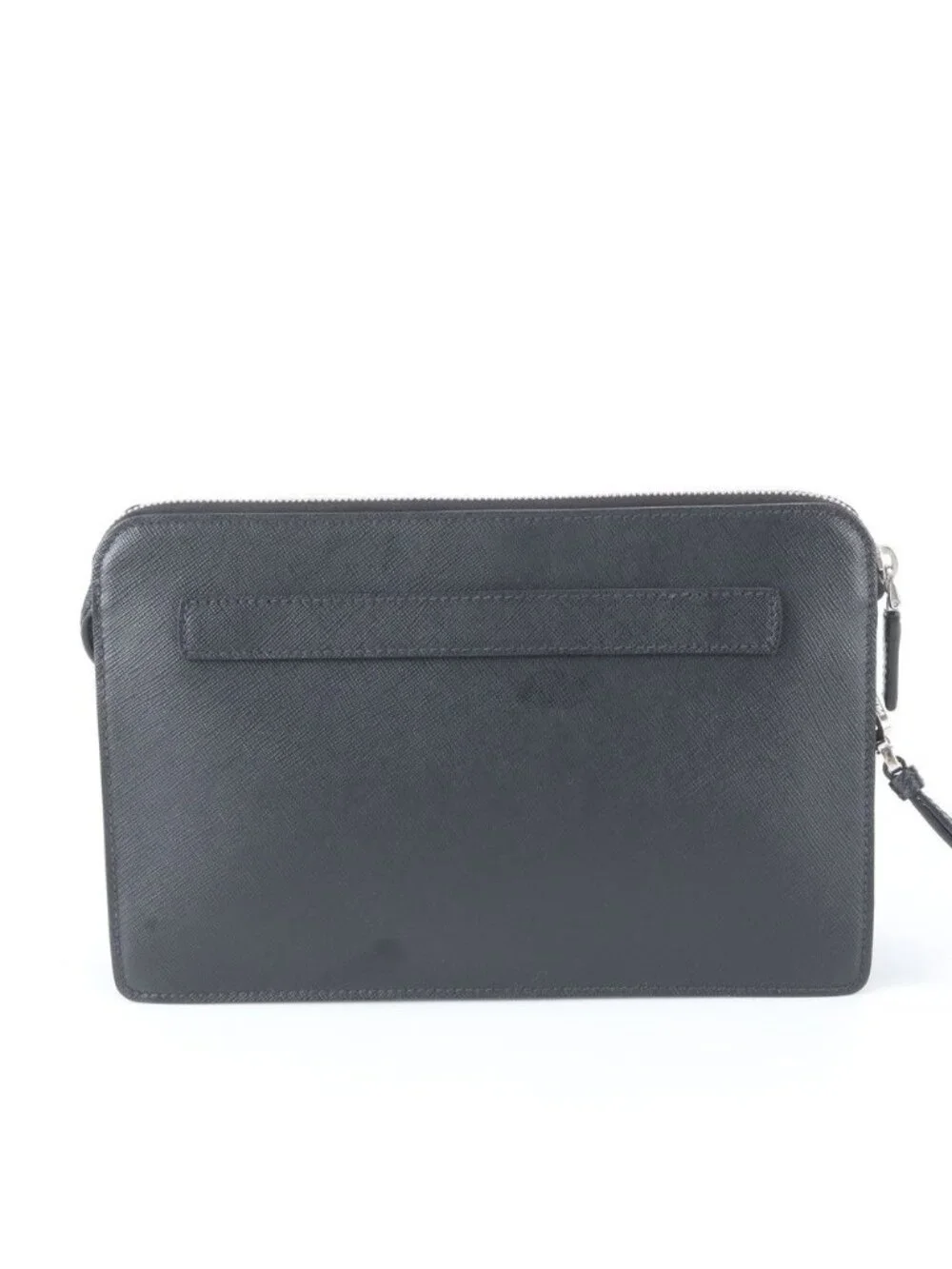 Prada Included Saffiano Leather Clutch Pouch Black