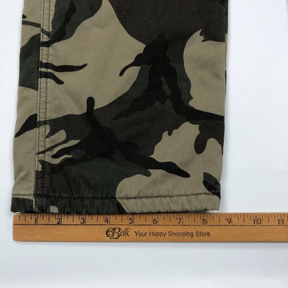Wrangler Mens Relaxed Fit Fleece Lined Camo Cargo Pants 32x30 Green Brown