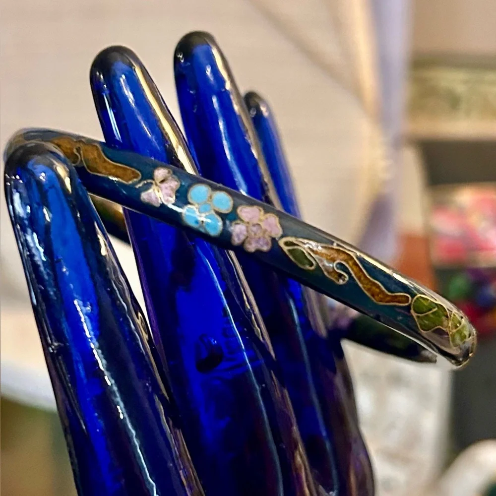 Beautiful Cobalt Blue Cloisonné Bangle Vintage