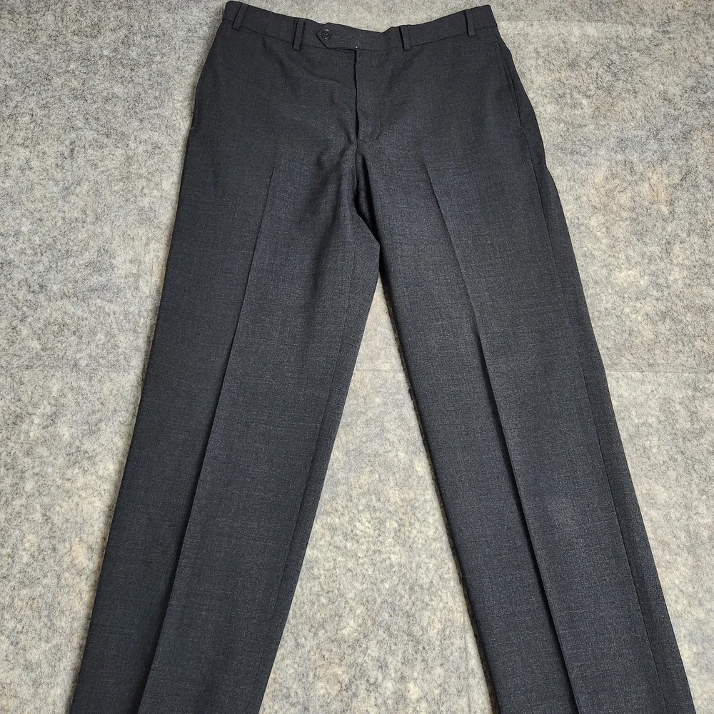 Brooks Brothers Stretch Wool Pants Men 36x31 Gray Straight‎ Leg Flat Front Chino
