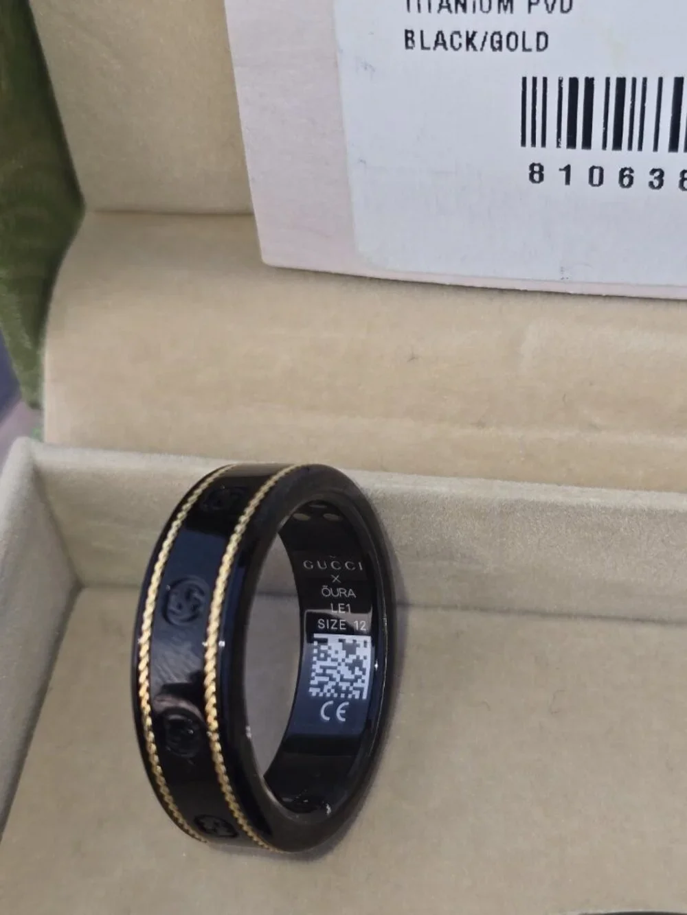 Gucci x Oura Ring Black and Gold Health Tracker Size 12