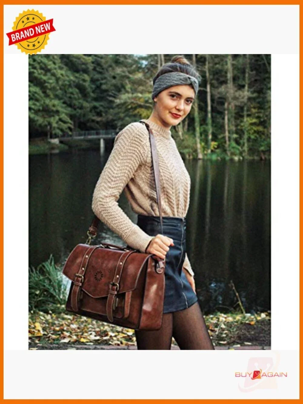 Vegan Leather Laptop Backpack Messenger Bag 15.6